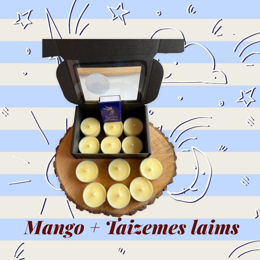 Mango&Taizemes laima aromātiskās tējas sveces 6. gab kartona kastītē