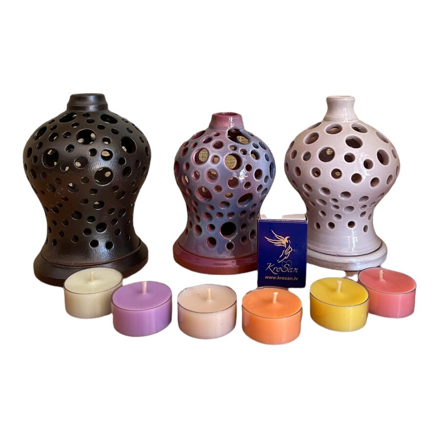 Keramikas trauks Nr.9 + tējas sveču komplekts kartona kastītē