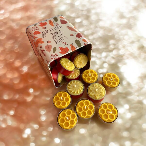 Bišu vaska tējas sveces metāla kārbā_24