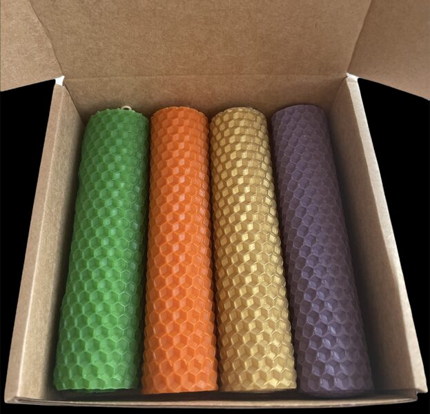 Tītās bišu vaska sveces 13 x 3 cm - komplekts 4. gab.