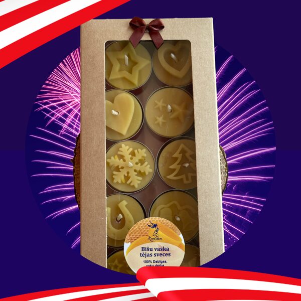 Bišu vaska tējas sveču komplekts Ziemassvētku noskaņās