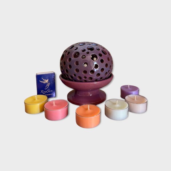 Keramikas trauks Nr.6 + tējas sveču komplekts kartona kastītē (6.gab)