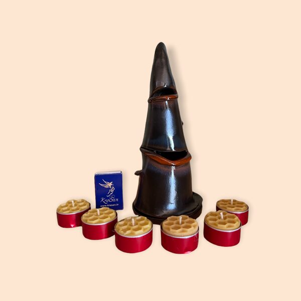 Keramikas trauks burvju cepure Nr.4 + tēja sveces kartona kastītē 6. gab