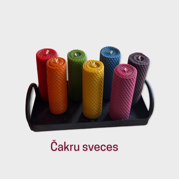 Septiņu čakru bišu vaska sveču komplekts - L