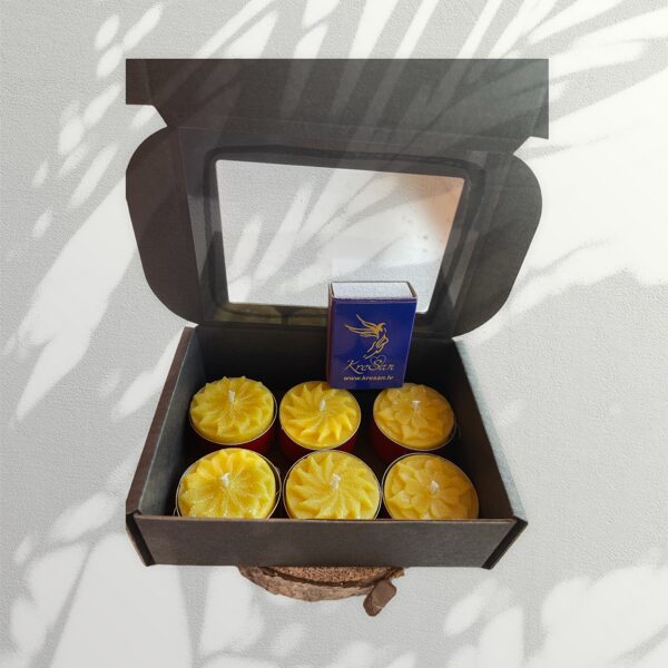 Bišu vaska tējas veces ar ziedu ornamentiem- komplekts gatavs dāvināšanai!