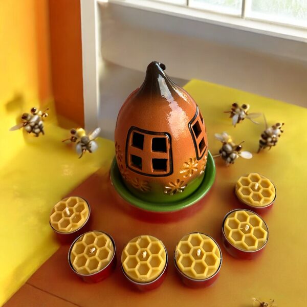 Keramikas trauks Nr.2 + tējas sveču komplekts kartona kastītē (6.gab)