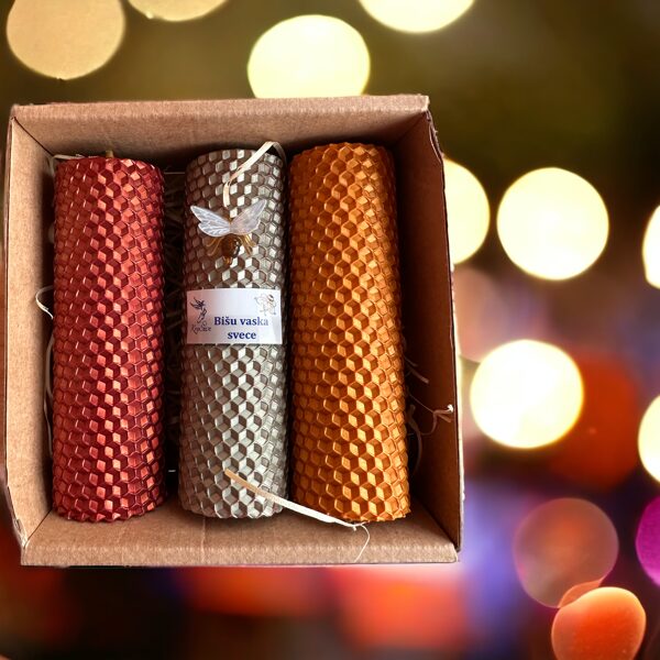 Tīto bišu vaska sveču komplekts svētkiem un ikdienai svētku toņos
