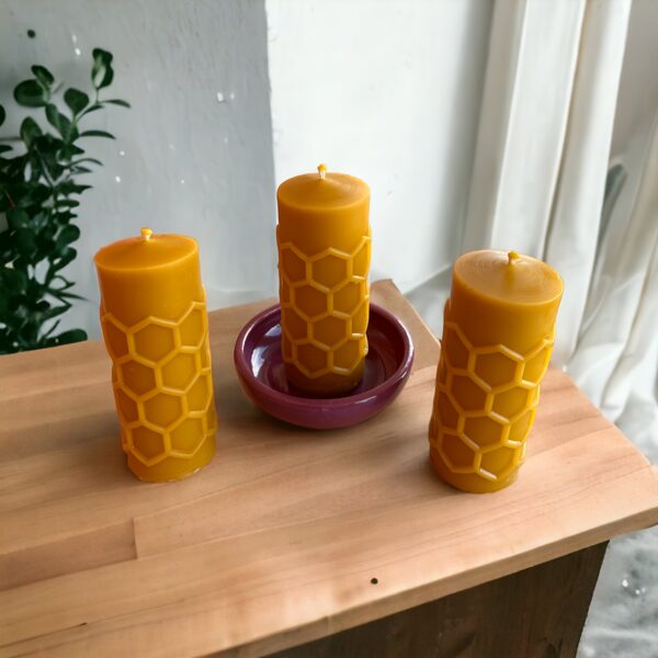 Bišu vaska sveceš ar šūnu ornamnetu komplekts